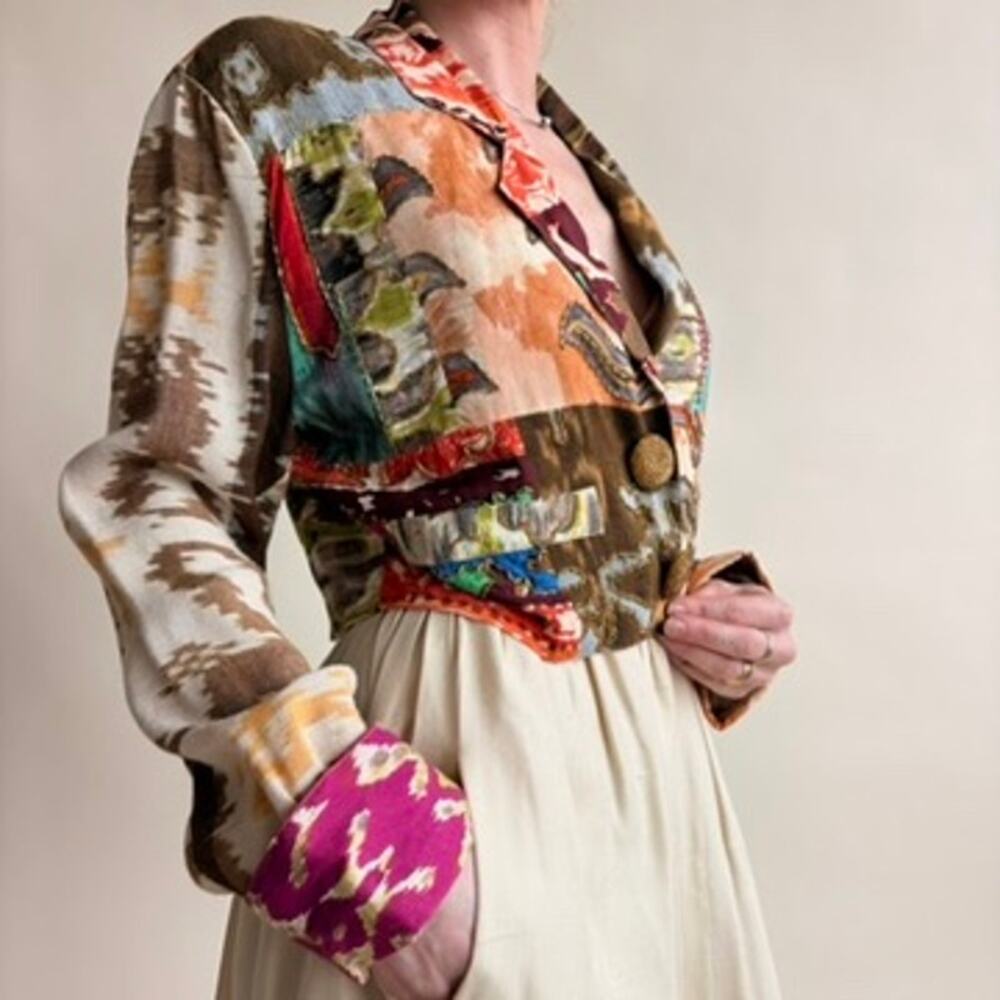 The Icing Patchwork Jacket - Tapestry, Beaded, Crop, 80s/90s, Size Small - Picture 5 of 8